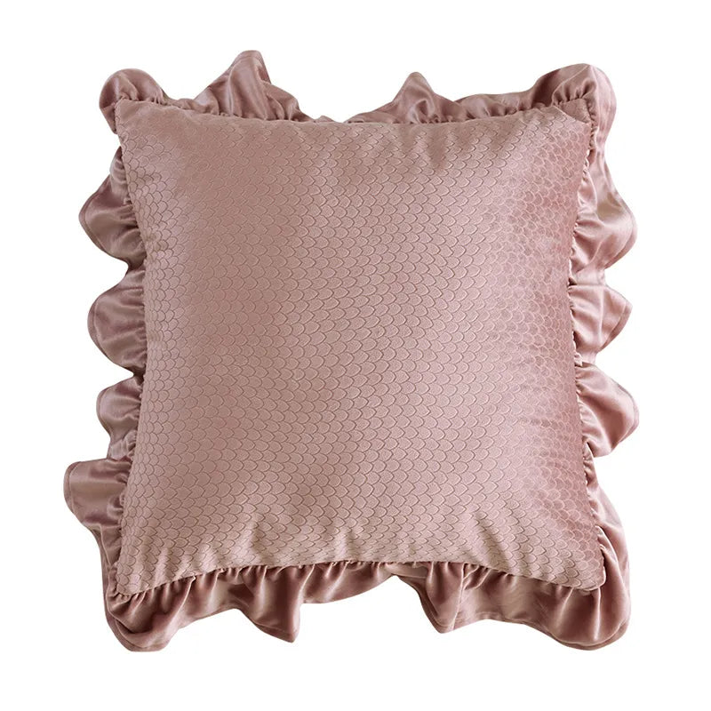 Jacquard Ruffle Cushion Cover Velvet Sofa Cushion Pillow Cover