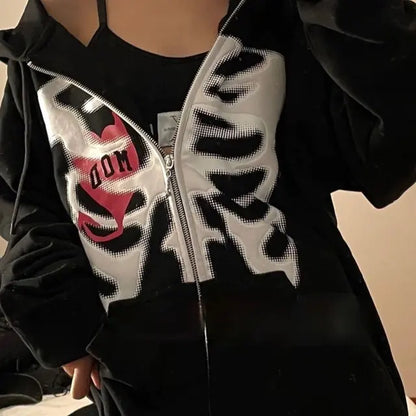 Y2K Rhinestone Autumn Goth Hoodie