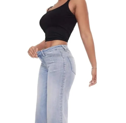 High-Waist Wide-Leg Straight Jeans