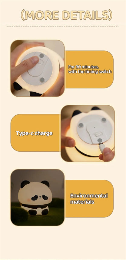 Panda LED Night Light – Rechargeable & Touch Control