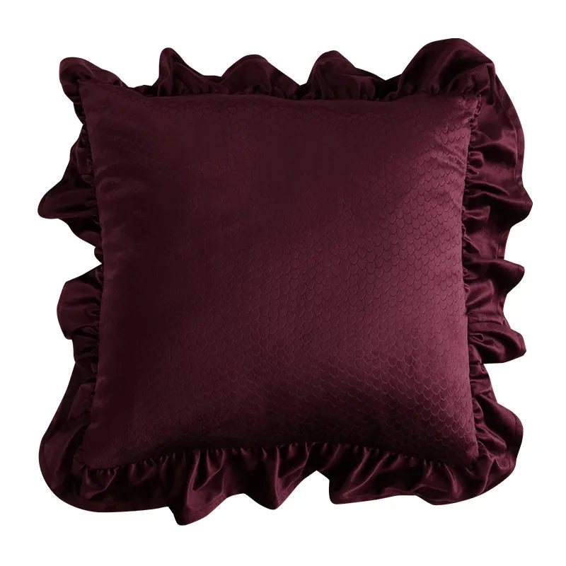 Jacquard Ruffle Cushion Cover Velvet Sofa Cushion Pillow Cover