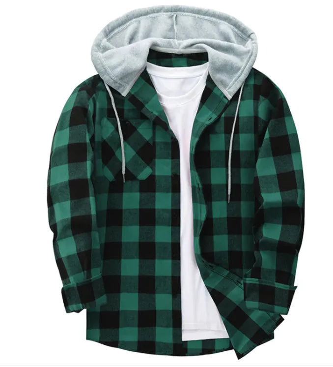 Plaid Hood Casual Shirt