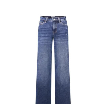 High-Waist Wide-Leg Straight Jeans