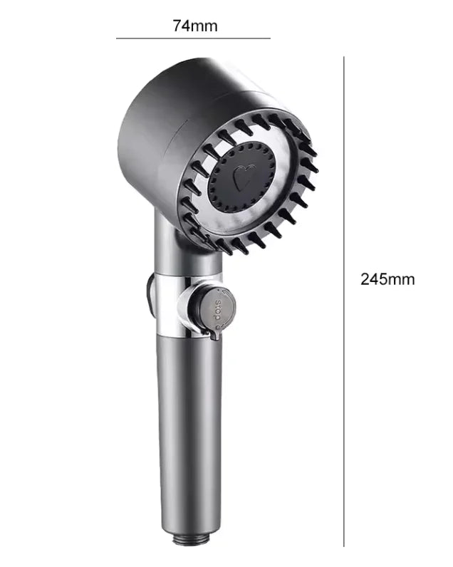 High Pressure Shower Head: 4 Modes with Filter & One-Key Stop