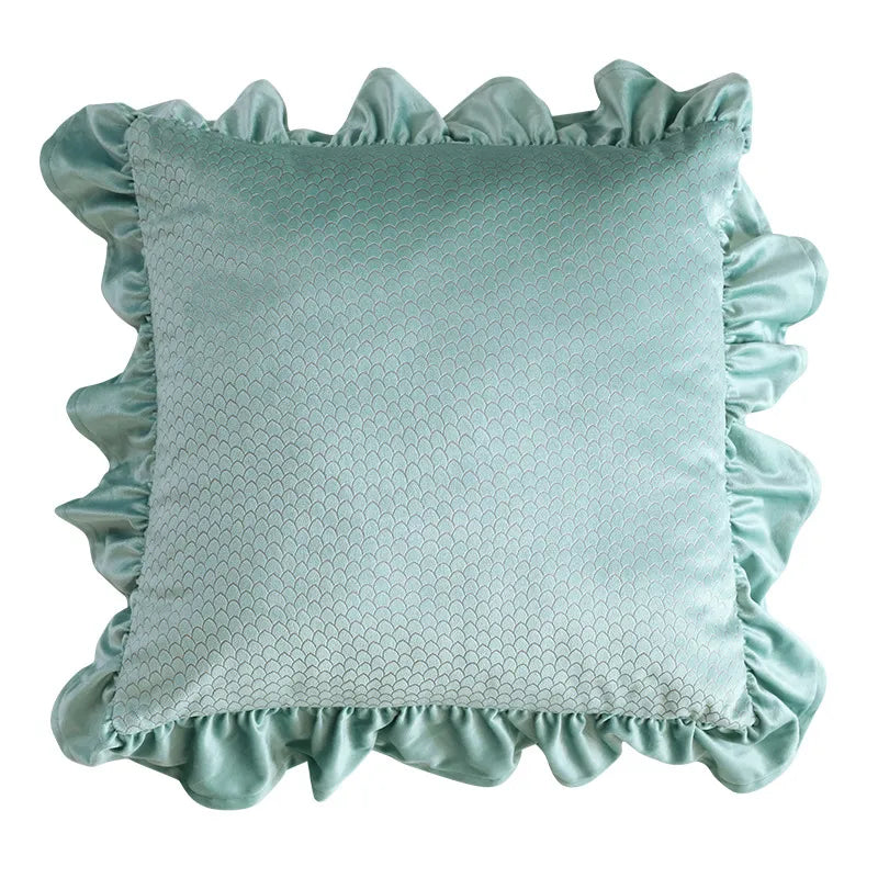 Jacquard Ruffle Cushion Cover Velvet Sofa Cushion Pillow Cover