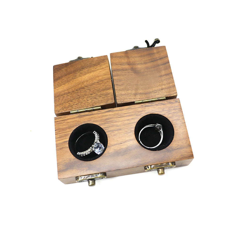 Double-Cover Walnut Box with Wooden Lock