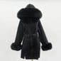 Fur Collar Hood Woolen Coat