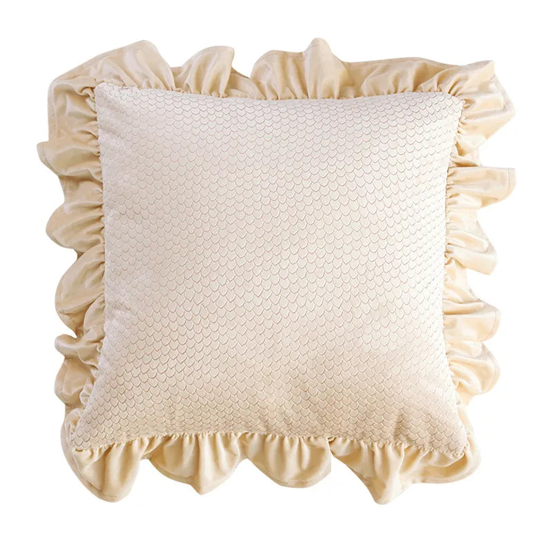 Jacquard Ruffle Cushion Cover Velvet Sofa Cushion Pillow Cover